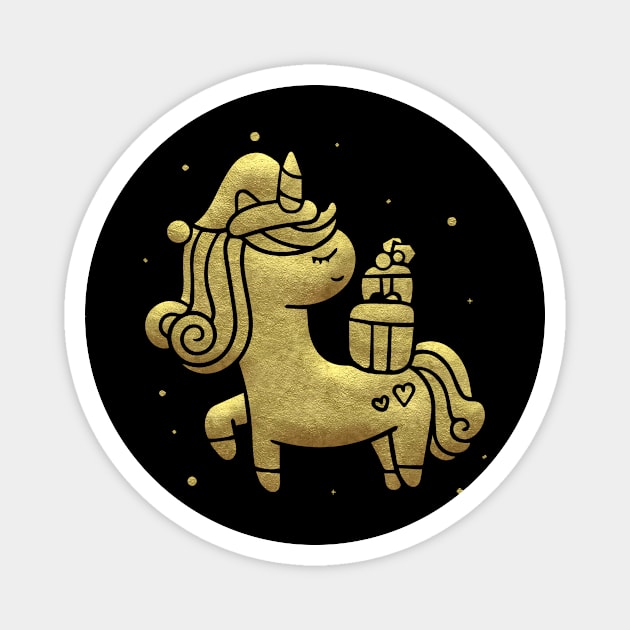 Gold Unicorn Gifts Magnet by Imutobi